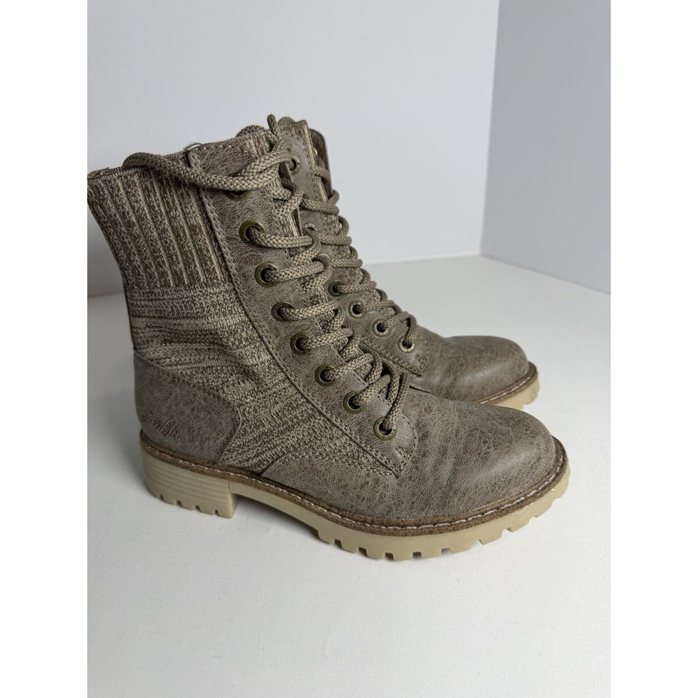 Blowfish Malibu Women's Reilly Combat Boots Size 6.5 Seamushroom Vegan Soft Cuff